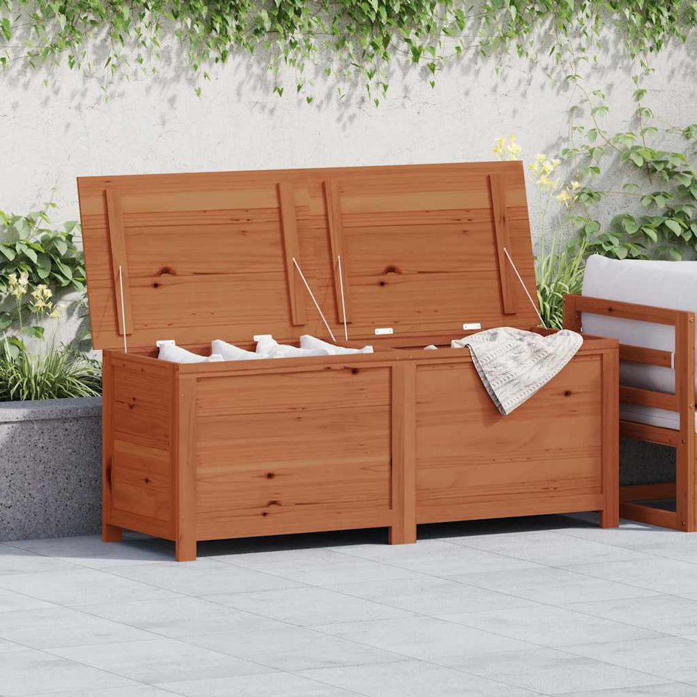 Outdoor cushion box, brown, 150x50x56cm, solid fir wood