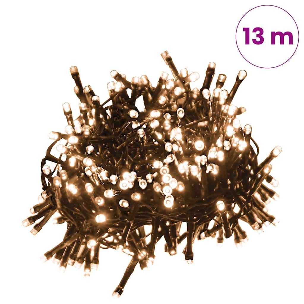Smulkių LED lempučių girlianda, 13m, PVC, 400 šiltų baltų LED