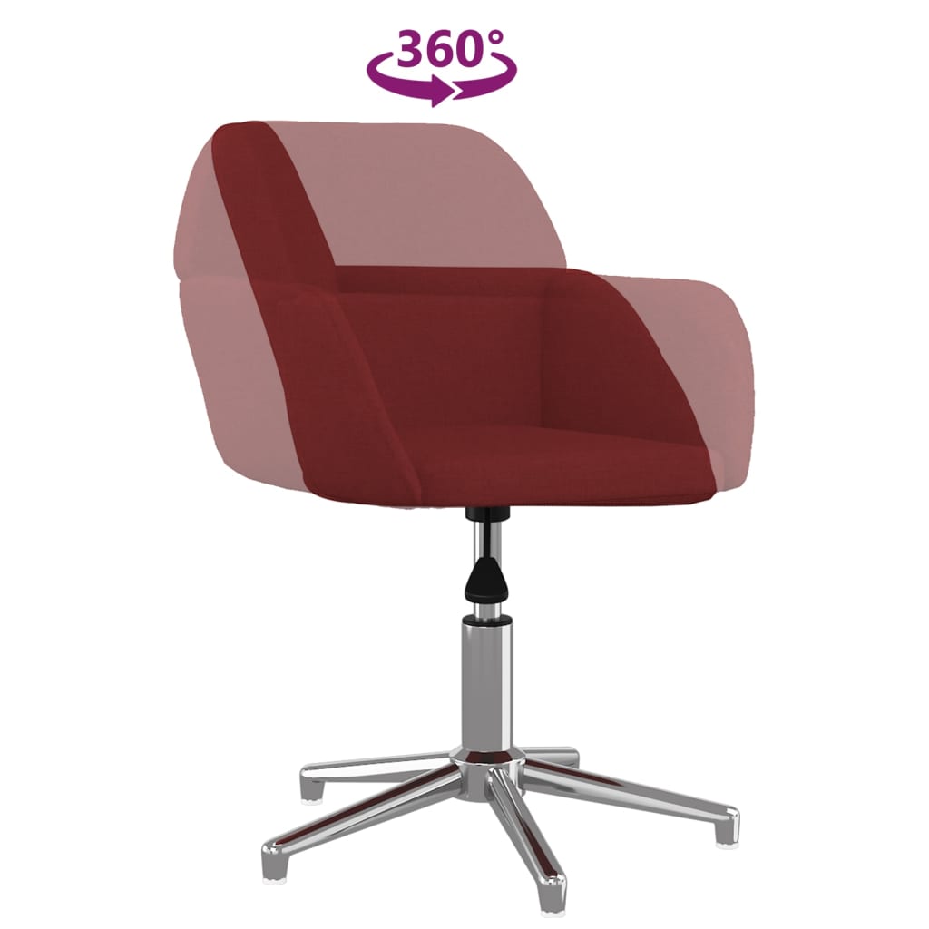 Swivel dining chairs, 2 pcs, burgundy, fabric