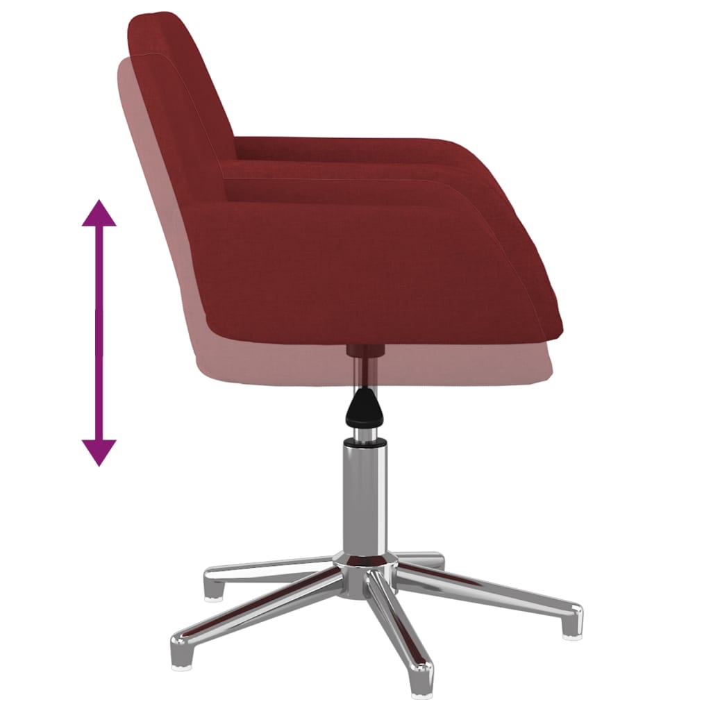 Swivel dining chairs, 2 pcs, burgundy, fabric