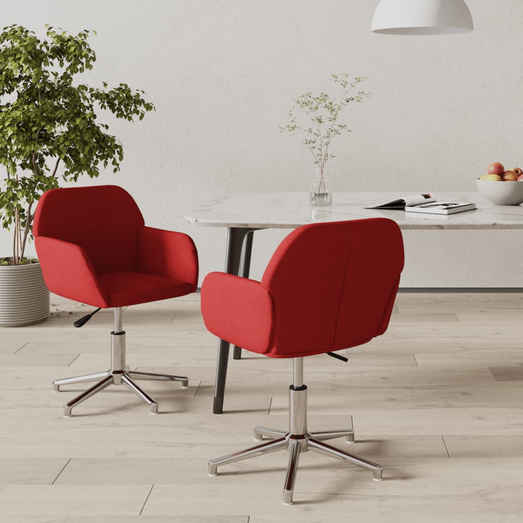Swivel dining chairs, 2 pcs, burgundy, fabric