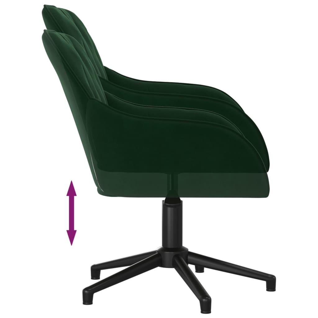 Swivel dining chairs, 2 pcs., dark green, velvet