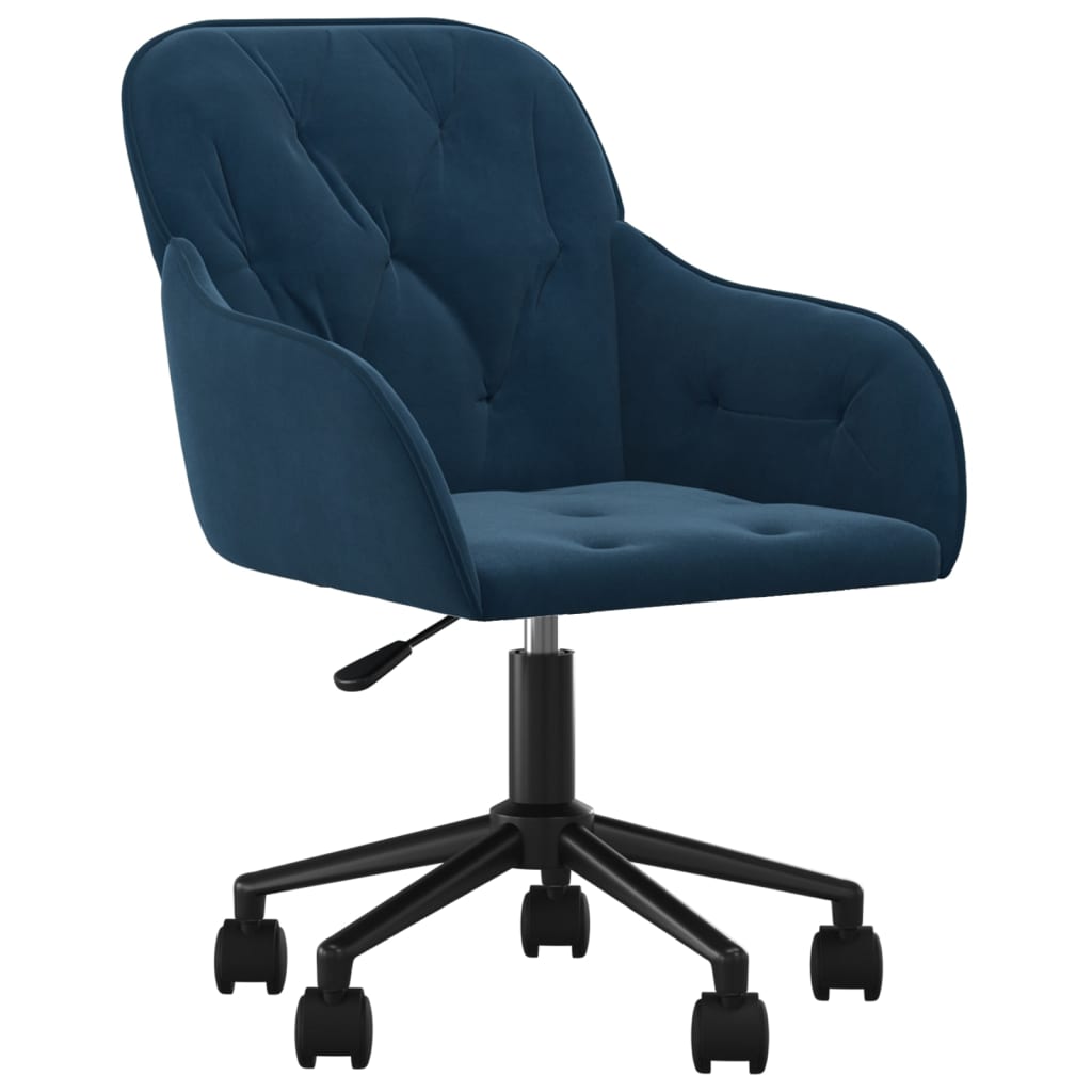 Swivel dining chairs, 2 pcs, blue, velvet