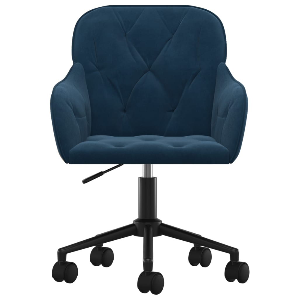 Swivel dining chairs, 2 pcs, blue, velvet