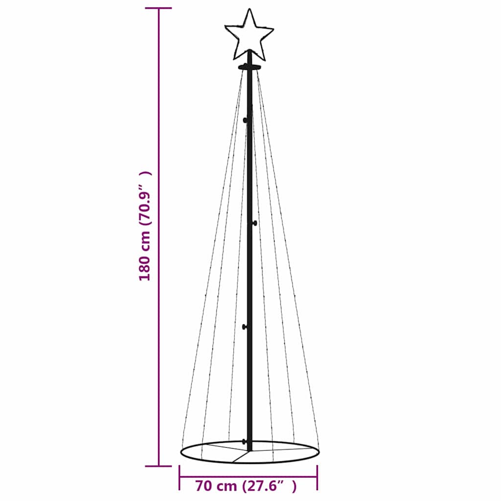 Ziemassvētku eglīte, 70x180cm, koniska, 108 silti baltas gaismas diodes