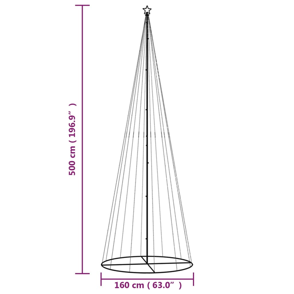 Christmas tree, 160x500cm, cone-shaped, 732 colored LEDs