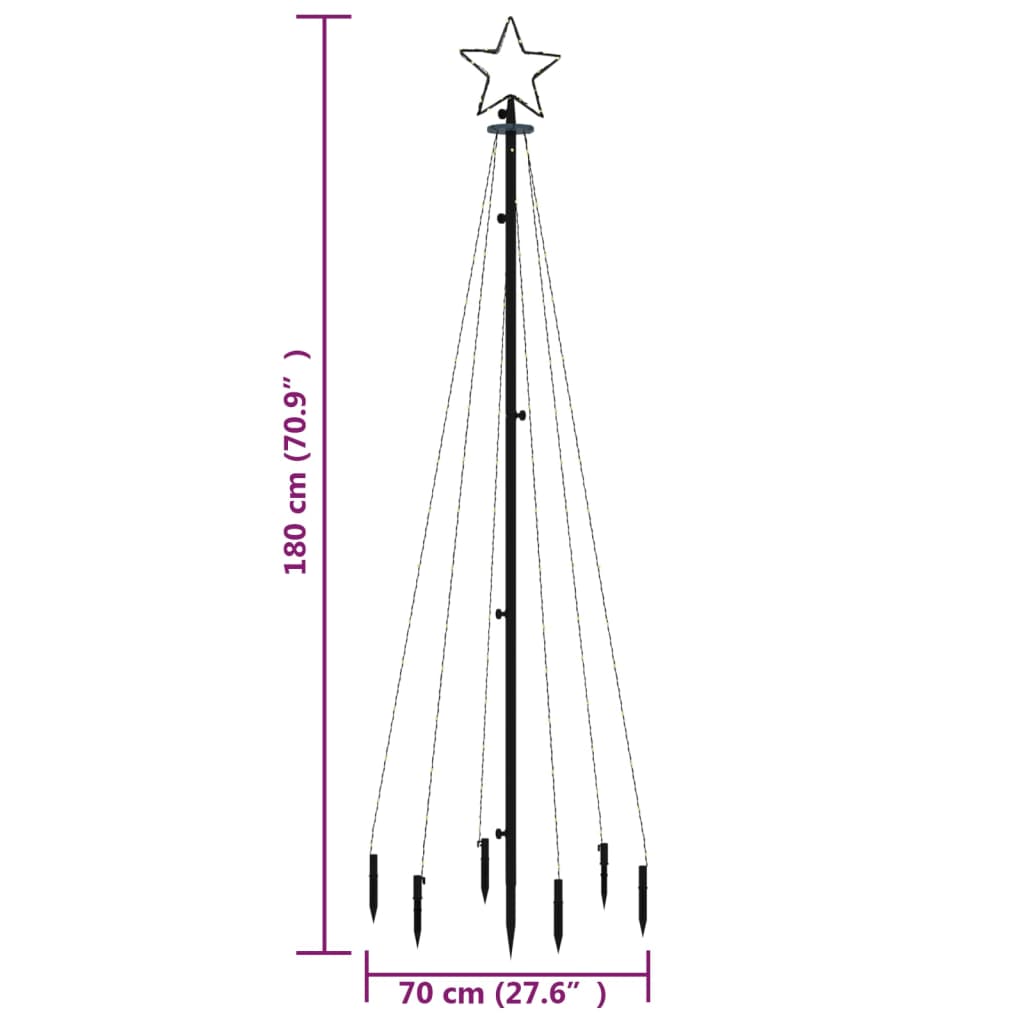 Christmas tree with stake, warm white, 108LED, 180cm