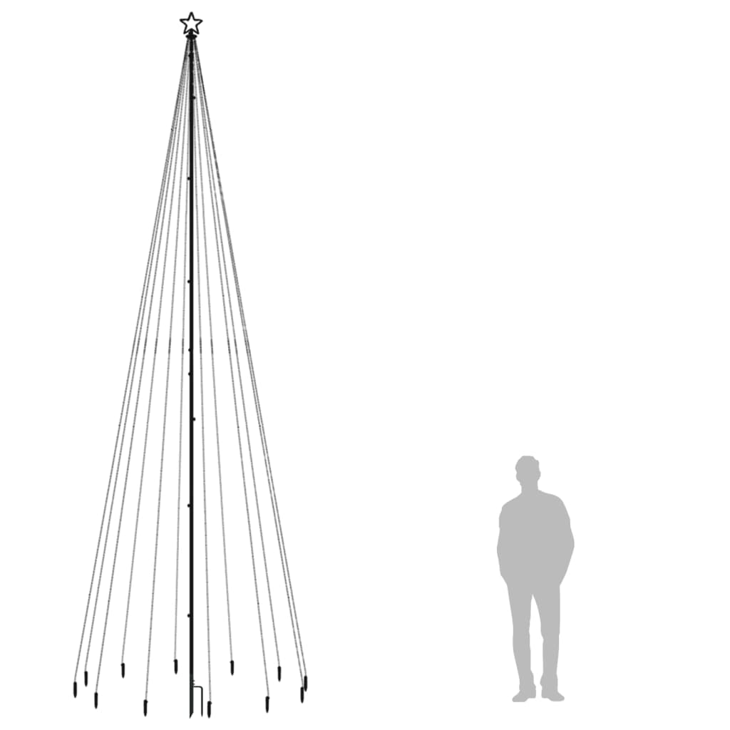 Kalėdų eglutė su kuoliuku, 500cm, 732 mėlynos spalvos LED