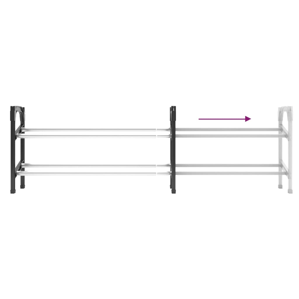 Extendable shoe rack with 2 shelves, 119x24x37cm