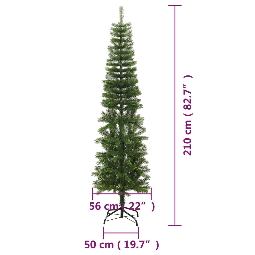 Dirbtinė siaura Kalėdų eglutė VALE WINTER, su stovu, 210cm.,