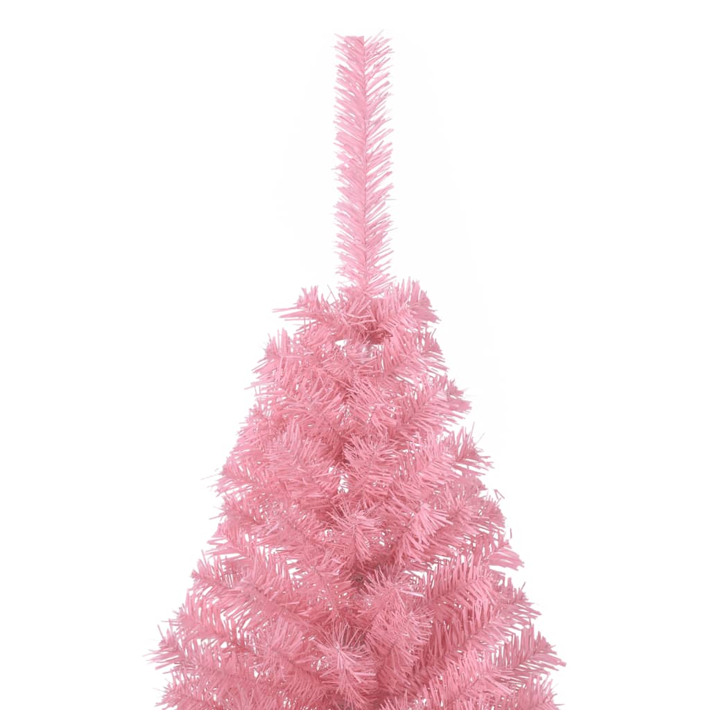Dirbtinė pusinė Kalėdų eglutė su stovu, rožinė, 120cm, PVC