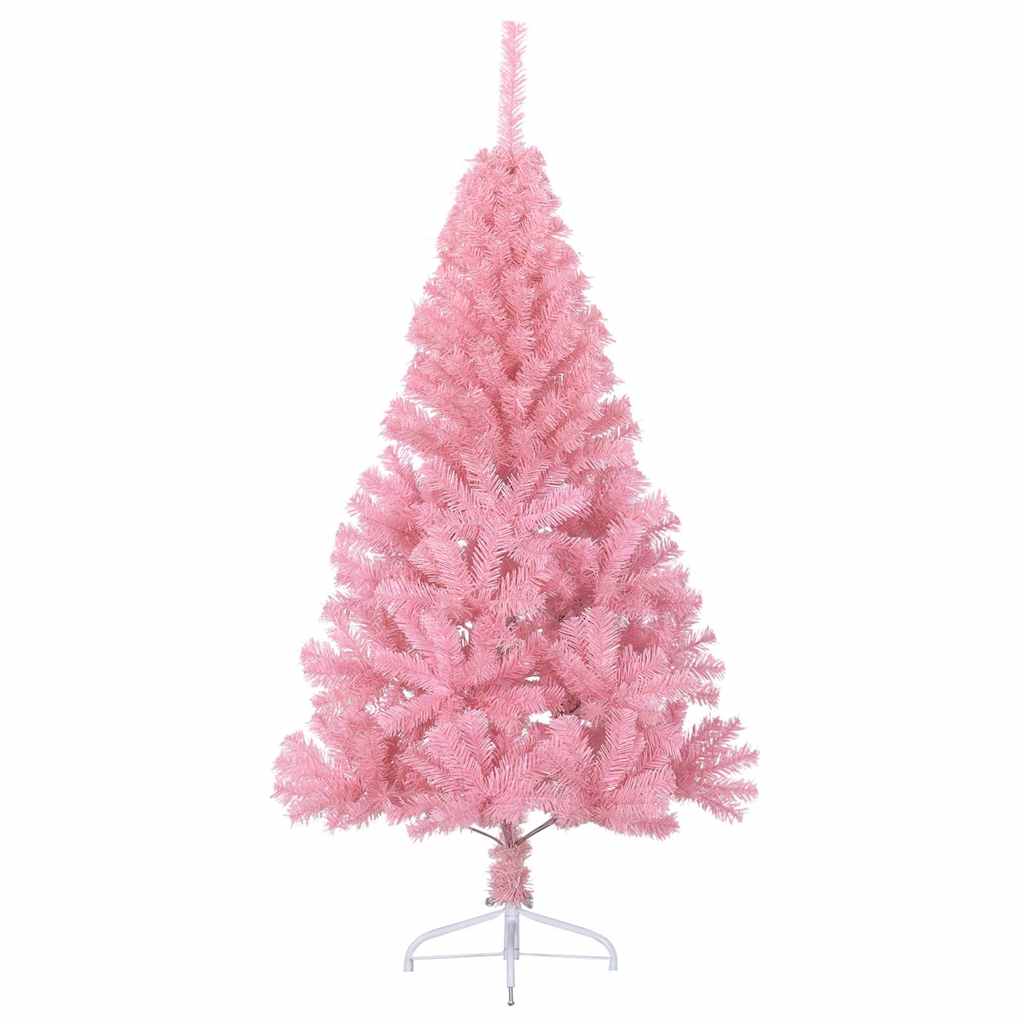 Mākslīgā pusīgā Ziemassvētku eglīte ar statīvu, rozā, 150cm, PVC