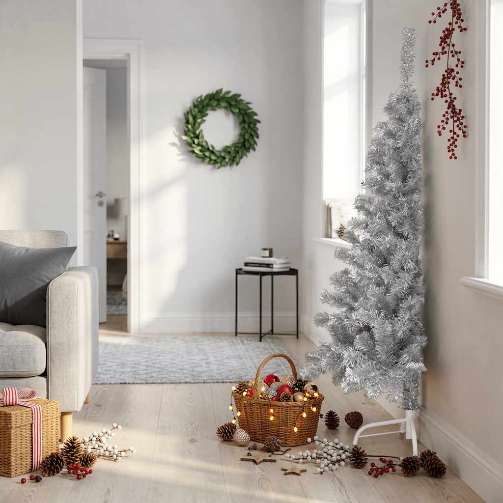 Half Artificial Christmas Tree with Stand, Pink, 150cm, PVC