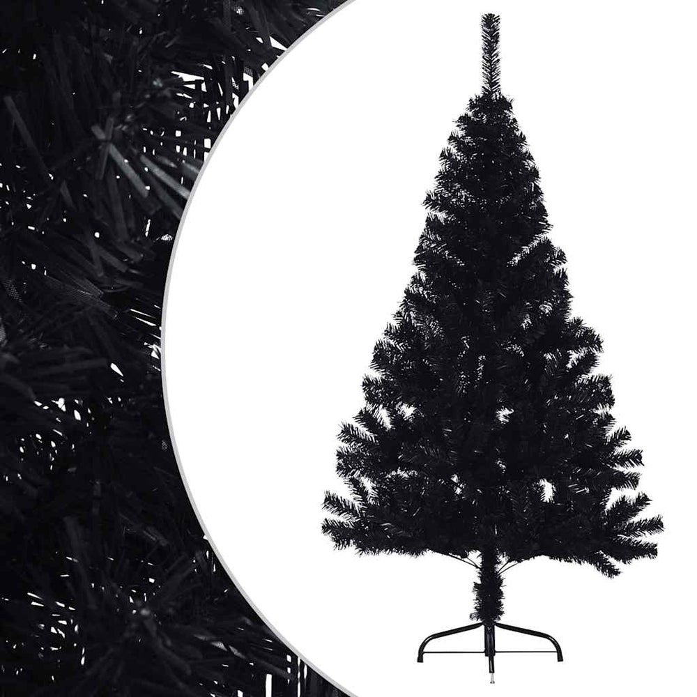 Artificial Half Christmas Tree with Stand, Black, 120cm, PVC