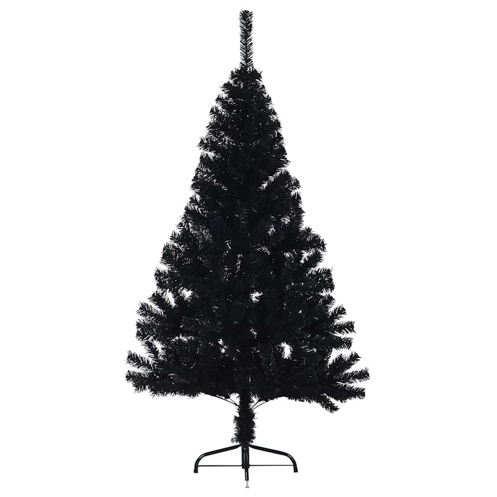 Dirbtinė pusinė Kalėdų eglutė su stovu, juoda, 120cm, PVC