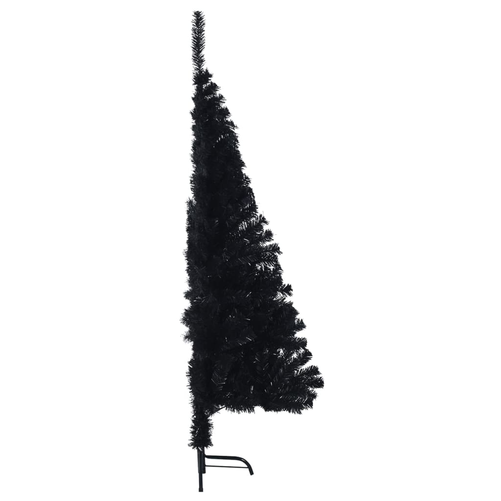 Dirbtinė pusinė Kalėdų eglutė su stovu, juoda, 120cm, PVC