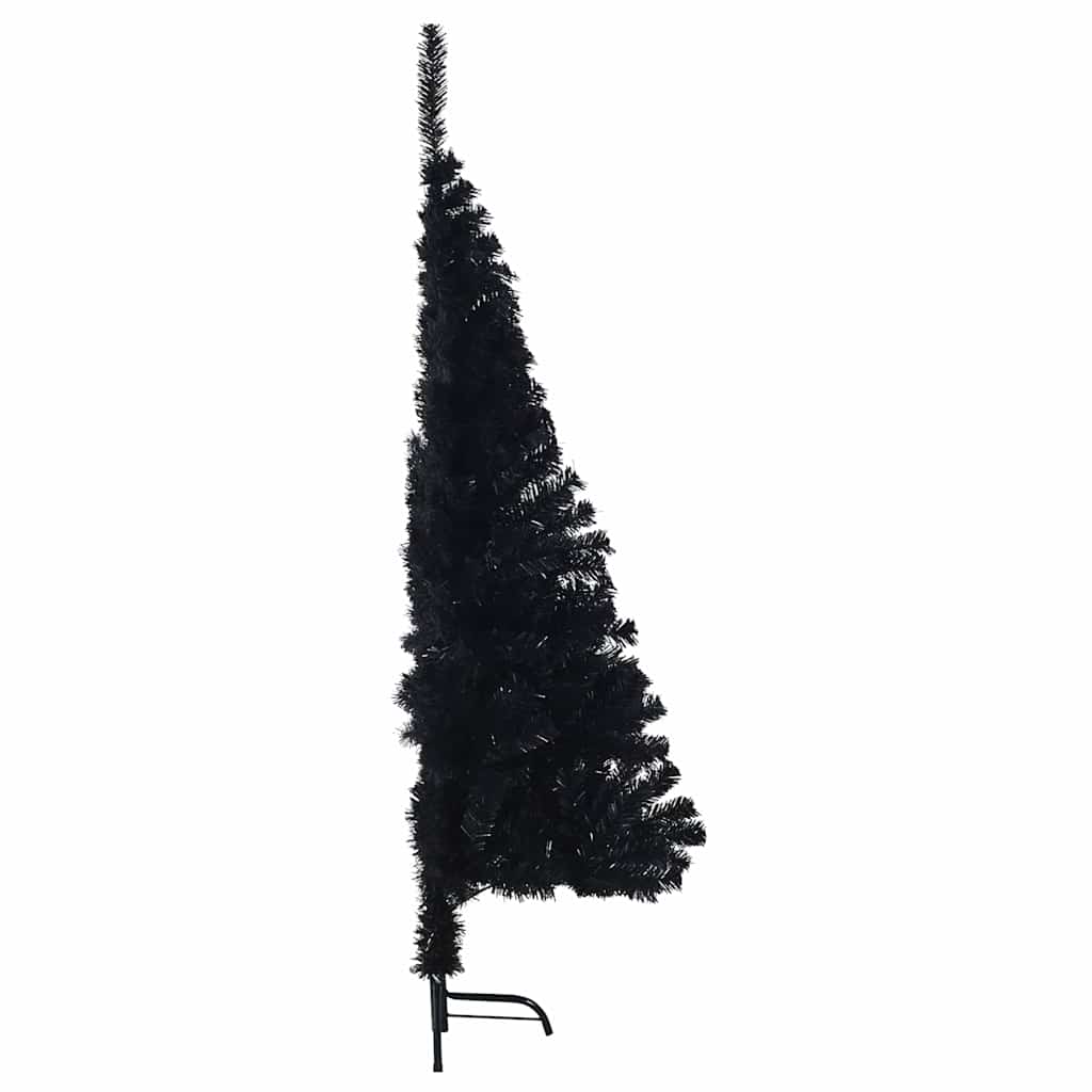 Dirbtinė pusinė Kalėdų eglutė su stovu, juoda, 120cm, PVC
