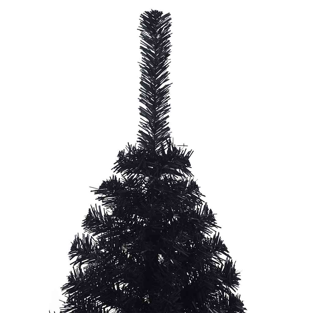 Dirbtinė pusinė Kalėdų eglutė su stovu, juoda, 120cm, PVC
