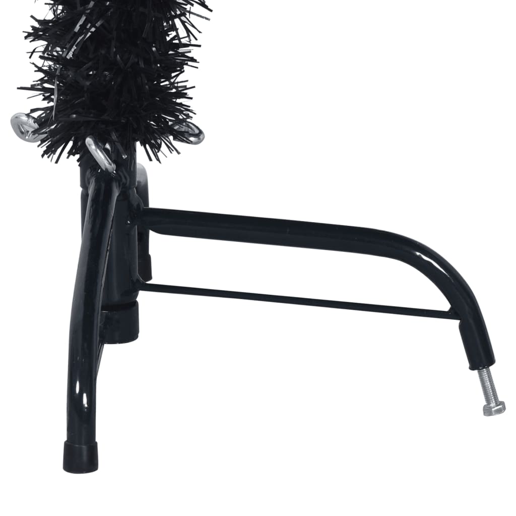 Dirbtinė pusinė Kalėdų eglutė su stovu, juoda, 120cm, PVC