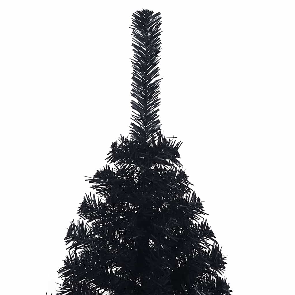 Dirbtinė pusinė Kalėdų eglutė su stovu, juoda, 150cm, PVC