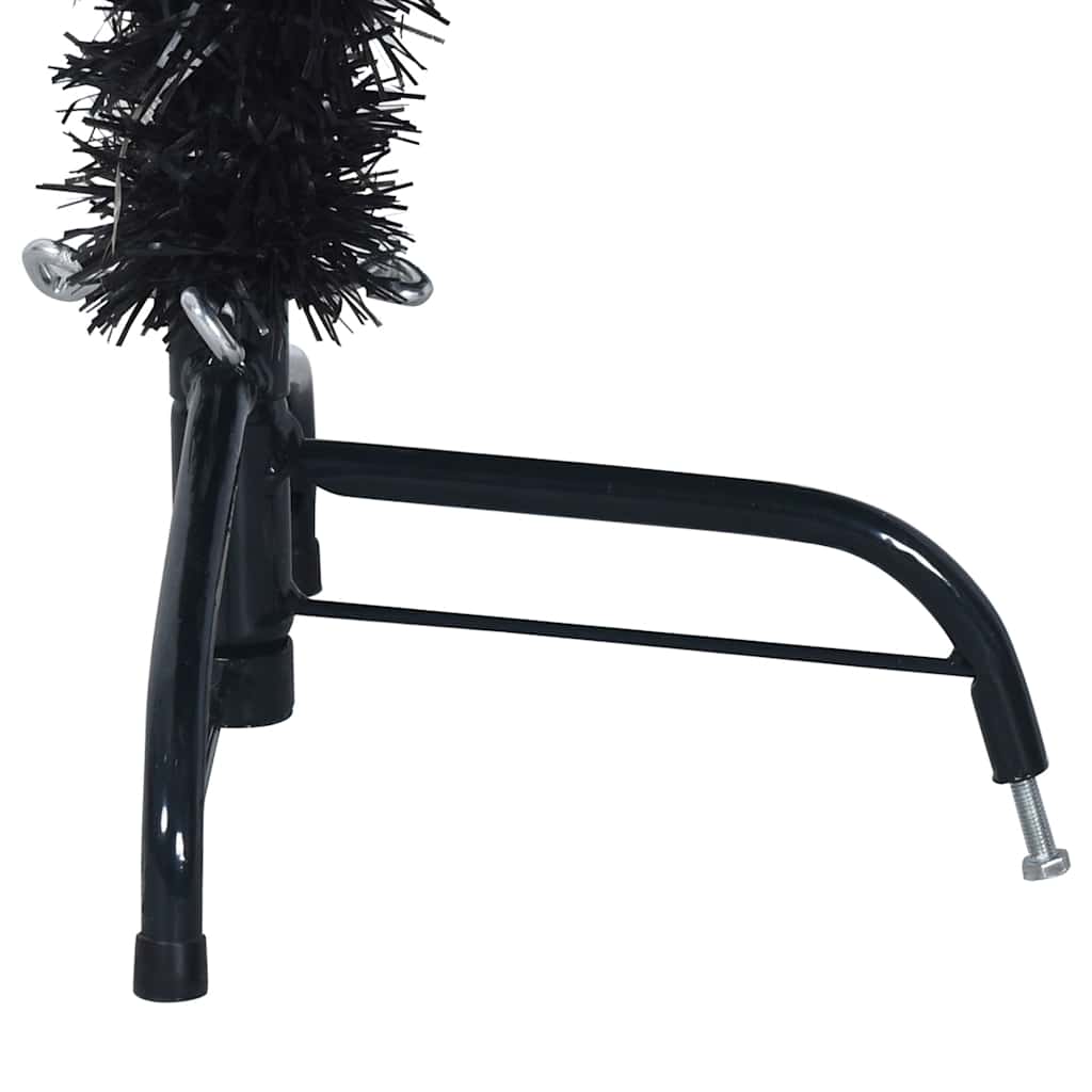 Dirbtinė pusinė Kalėdų eglutė su stovu, juoda, 150cm, PVC