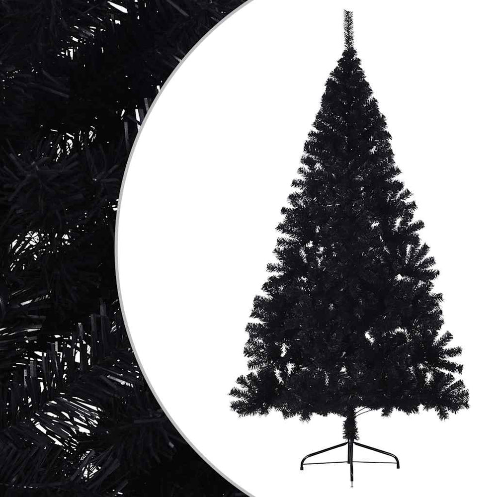 Artificial Half Christmas Tree with Stand, Black, 180cm, PVC