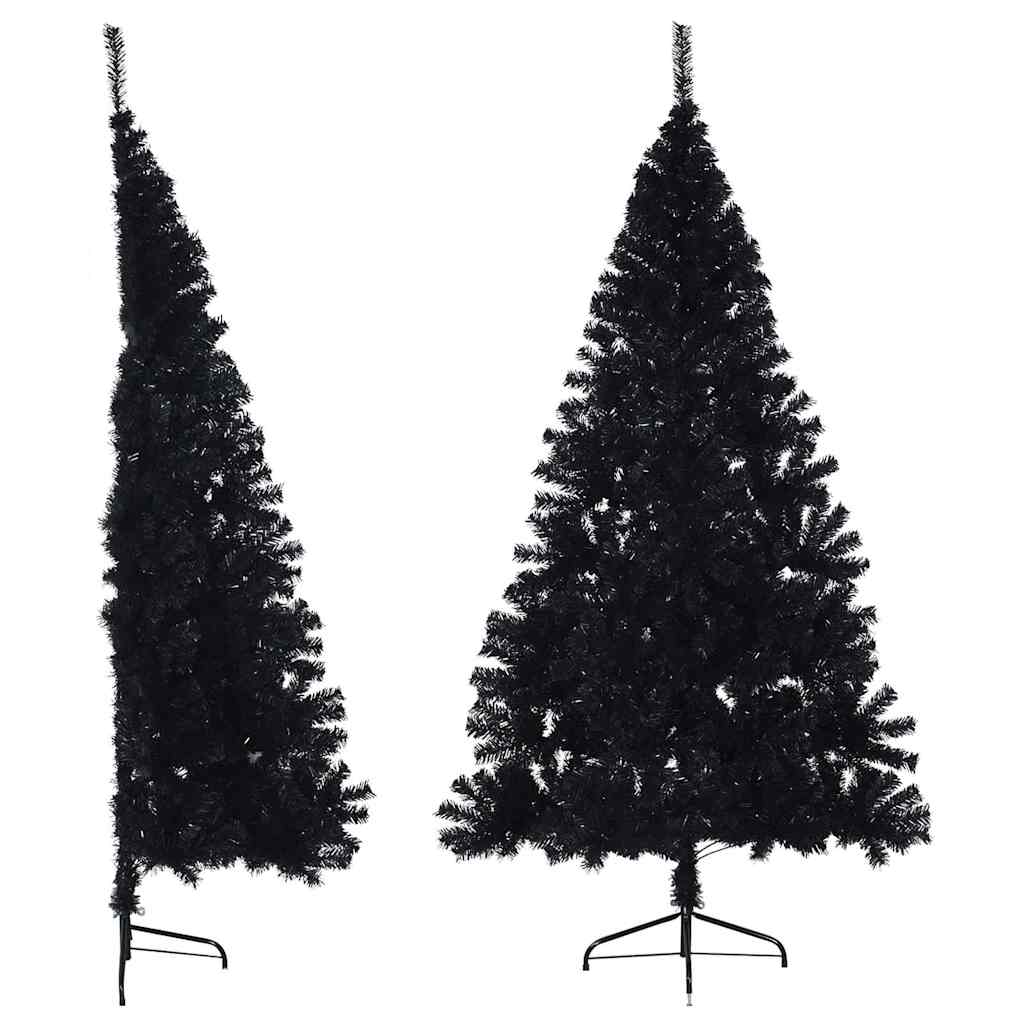Dirbtinė pusinė Kalėdų eglutė su stovu, juoda, 240cm, PVC
