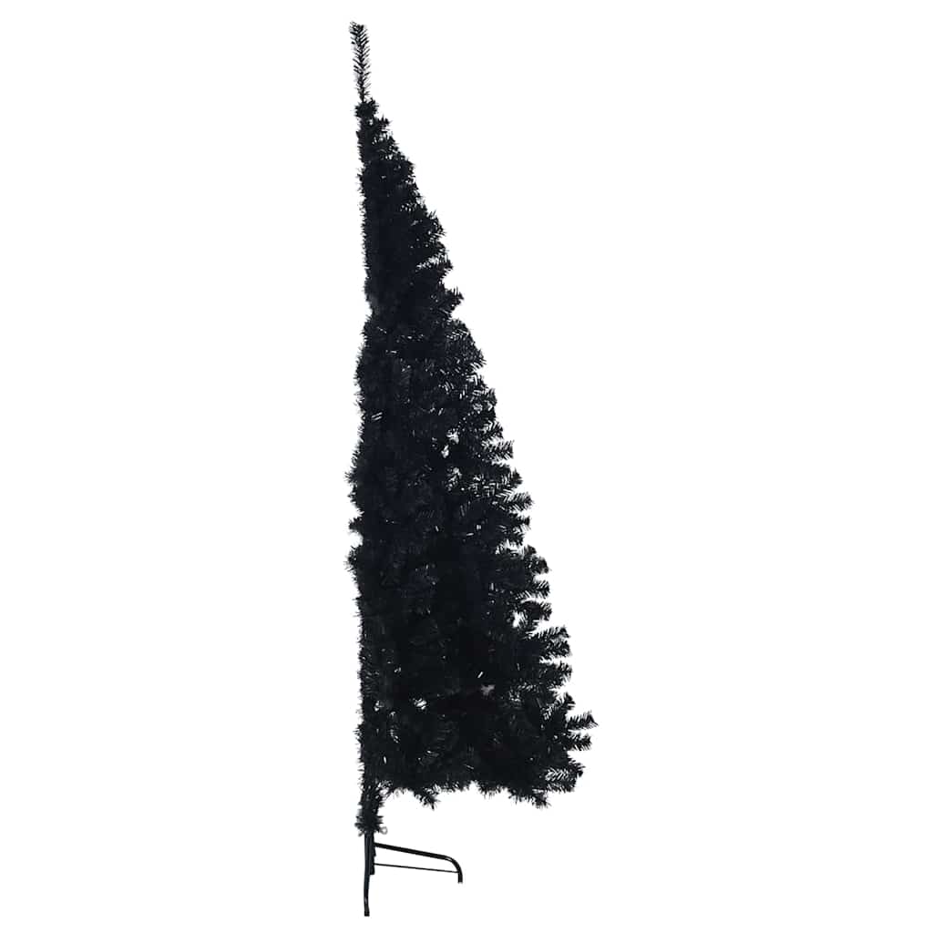 Dirbtinė pusinė Kalėdų eglutė su stovu, juoda, 240cm, PVC