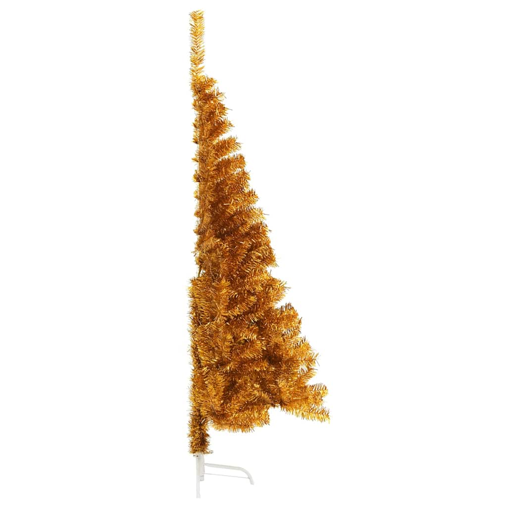 Dirbtinė pusinė Kalėdų eglutė su stovu, auksinė, 150cm, PET