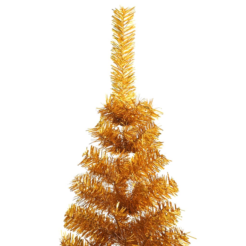 Dirbtinė pusinė Kalėdų eglutė su stovu, auksinė, 210cm, PET