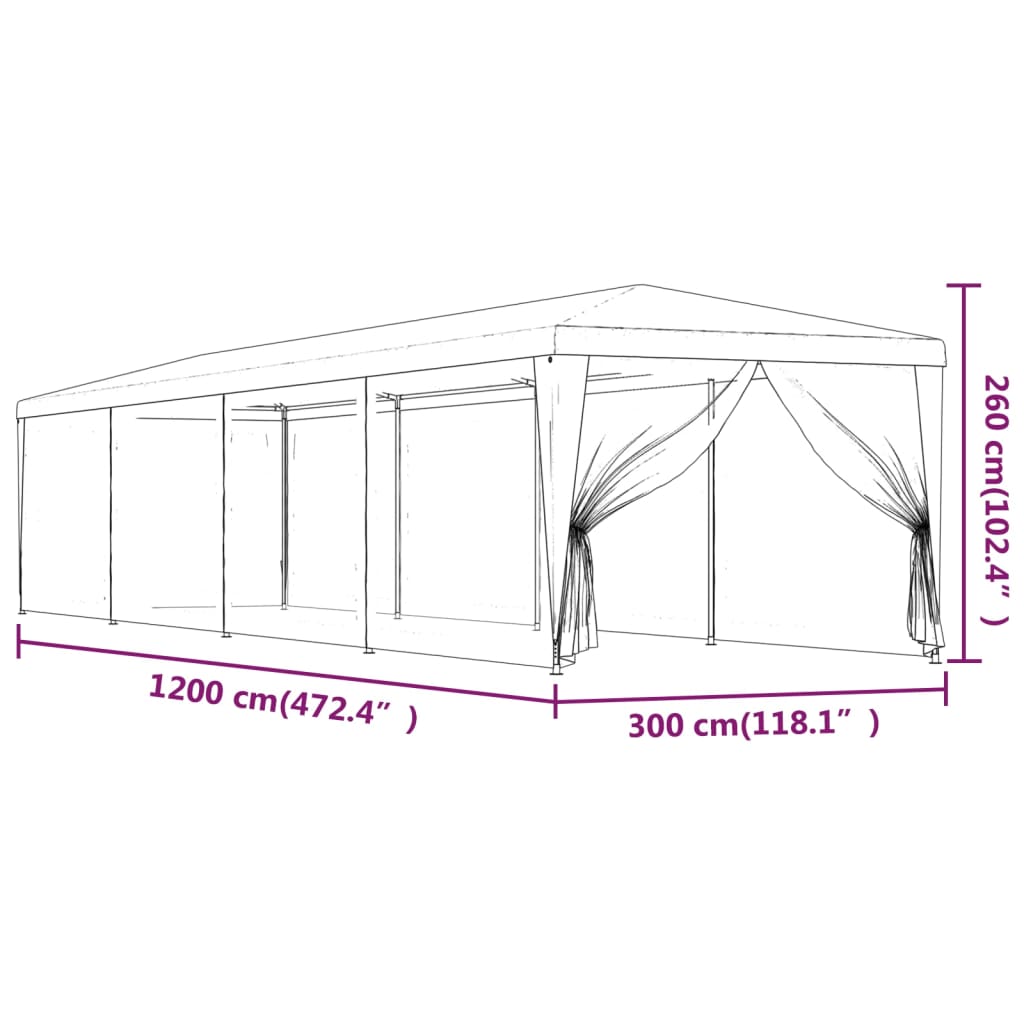 Event tent PEARL, blue, 3x12m