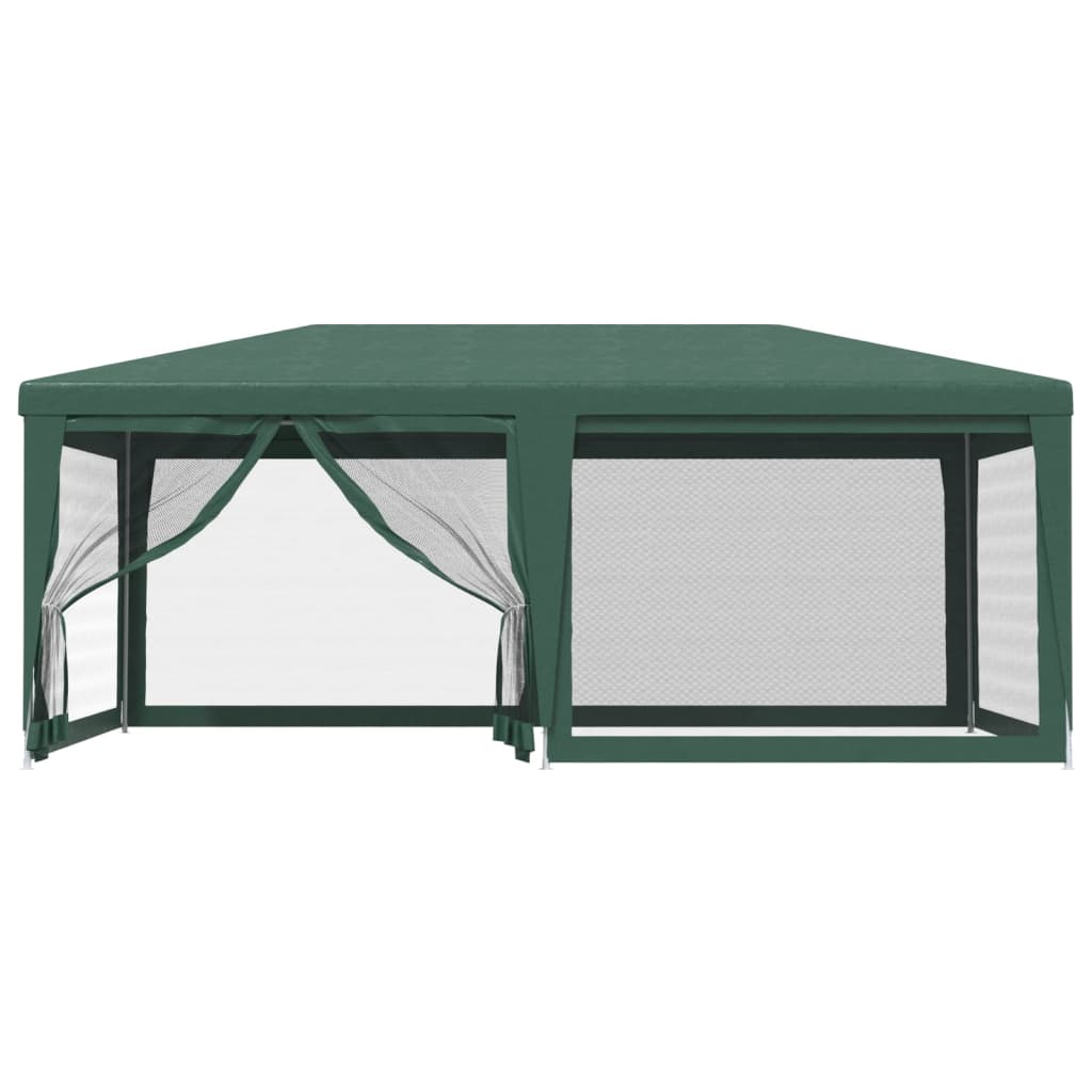 Proginė palapinė su 6 tinklinėmis sienomis, žalia, 6x4m, HDPE