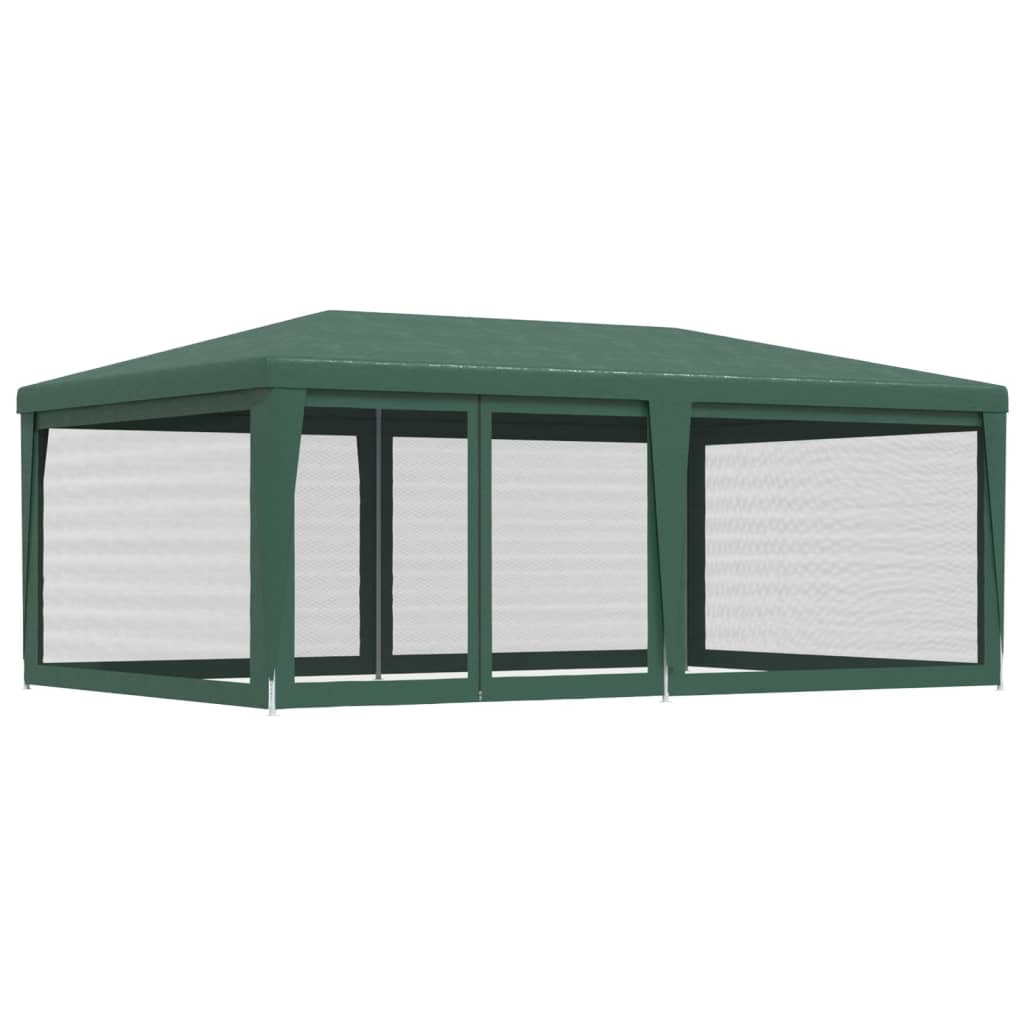 Proginė palapinė su 6 tinklinėmis sienomis, žalia, 6x4m, HDPE