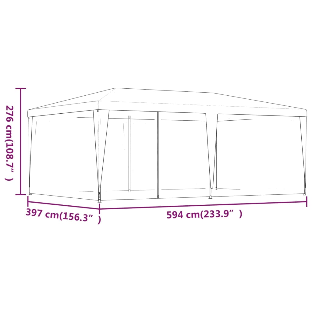Proginė palapinė su 6 tinklinėmis sienomis, žalia, 6x4m, HDPE