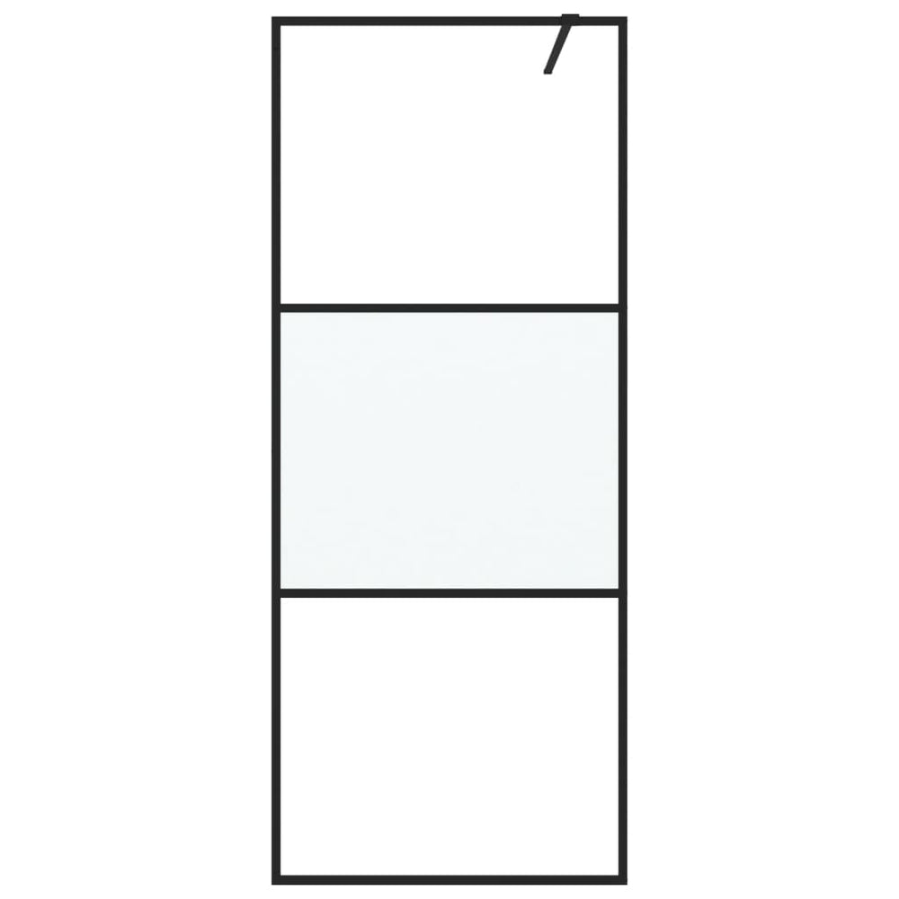 Shower screen, black, 80x195cm, ESG glass, semi-frosted