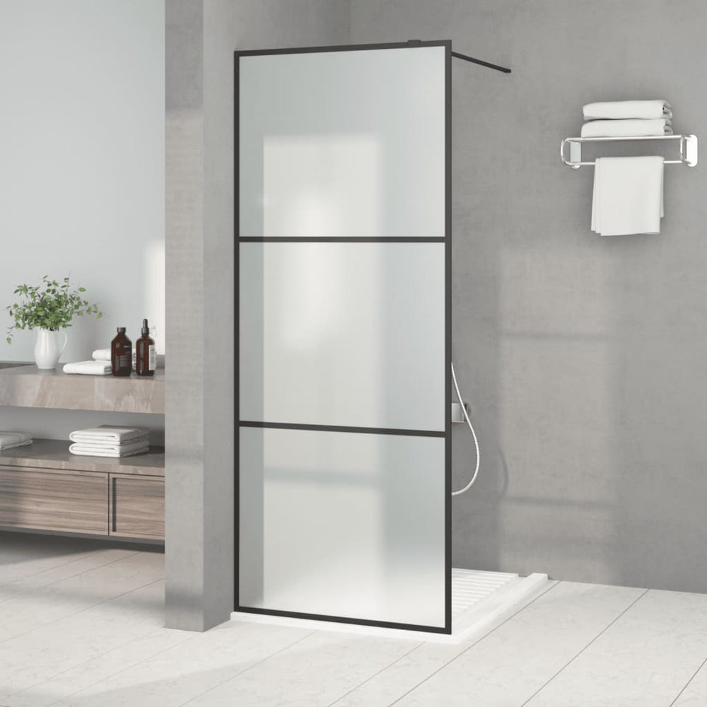 Shower screen, black, 80x195cm, ESG glass, matte