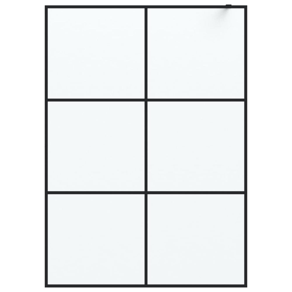 Shower screen, black, 140x195 cm, ESG glass, frosted