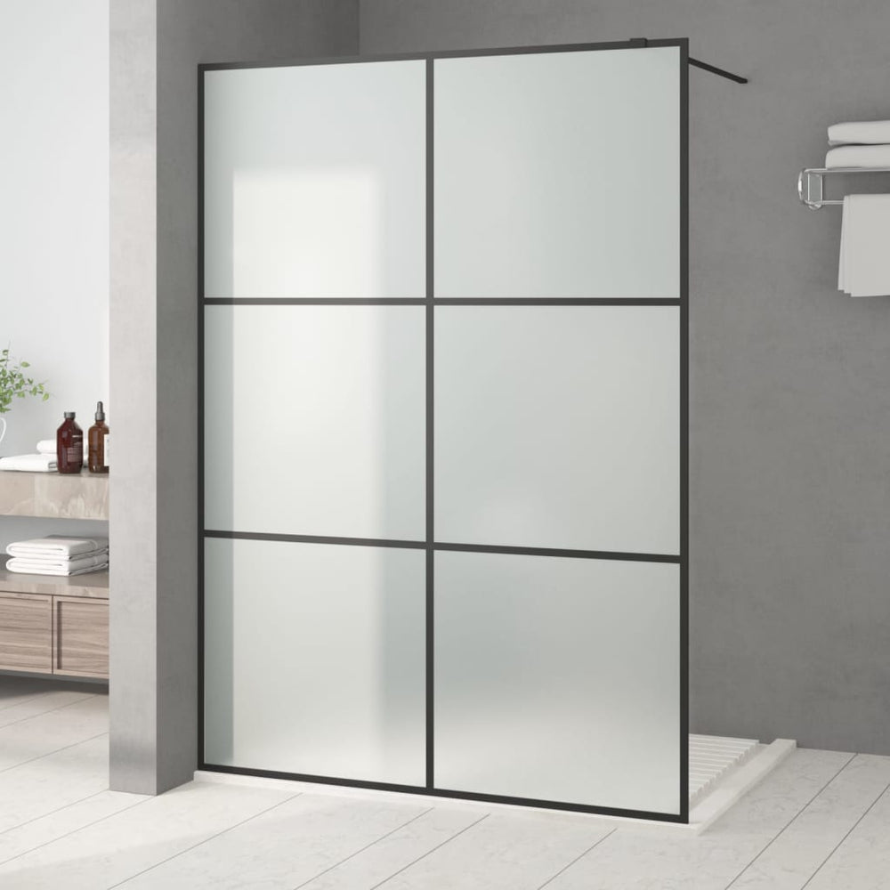 Shower screen, black, 140x195 cm, ESG glass, frosted