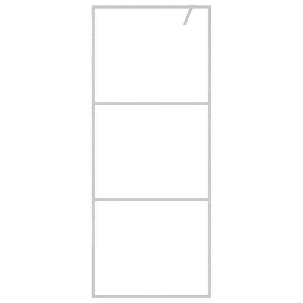 Shower screen, silver, 80x195cm, ESG glass, clear