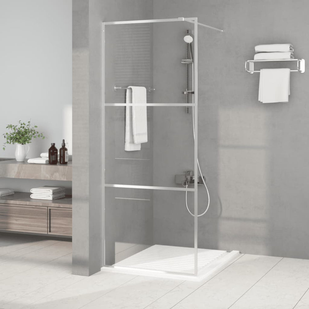 Shower screen, silver, 80x195cm, ESG glass, clear