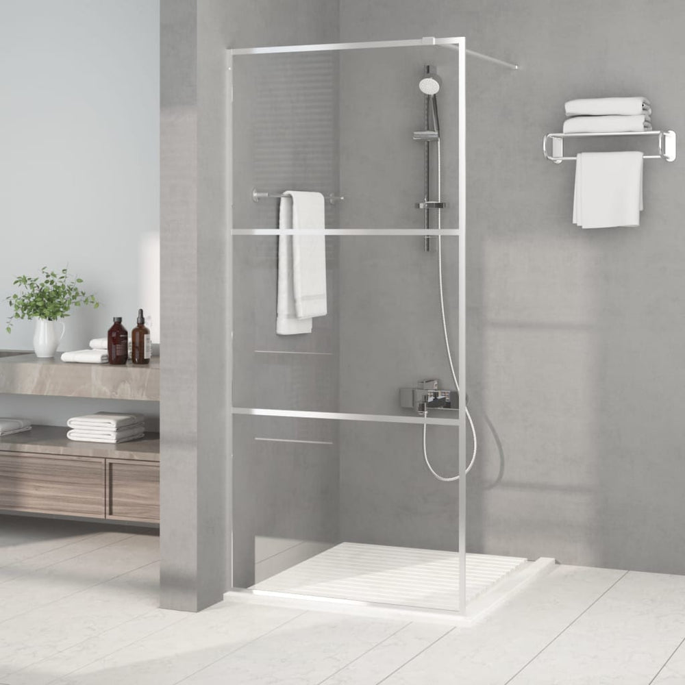 Shower screen, silver, 90x195cm, ESG glass, clear