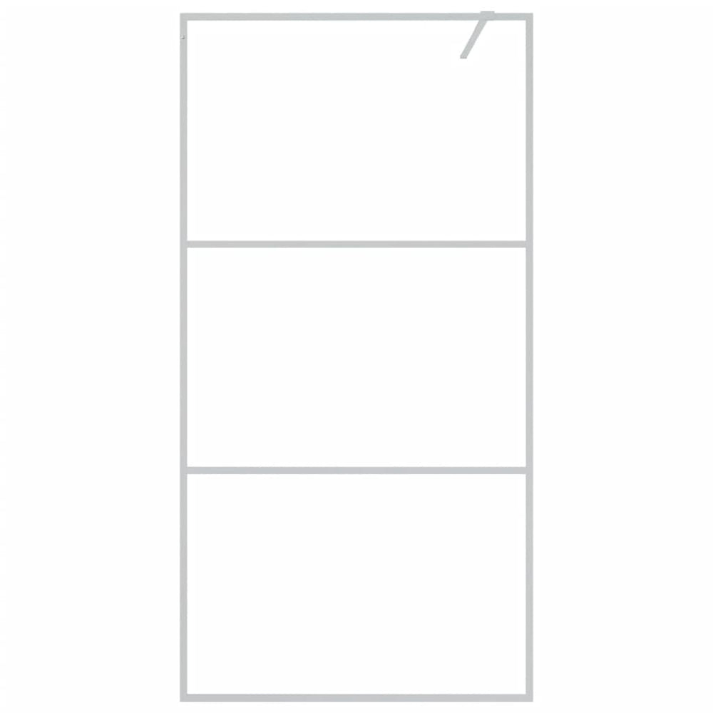 Shower screen, silver, 100x195cm, ESG glass, clear