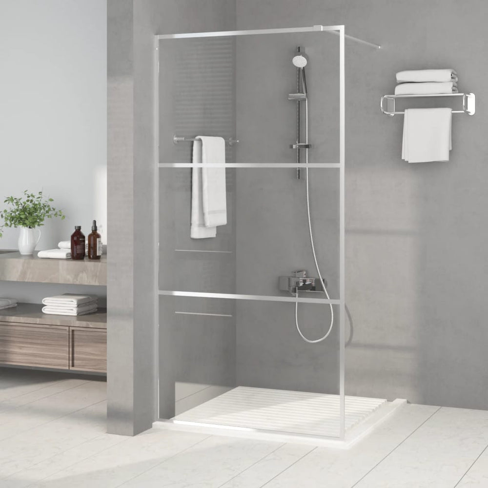 Shower screen, silver, 100x195cm, ESG glass, clear