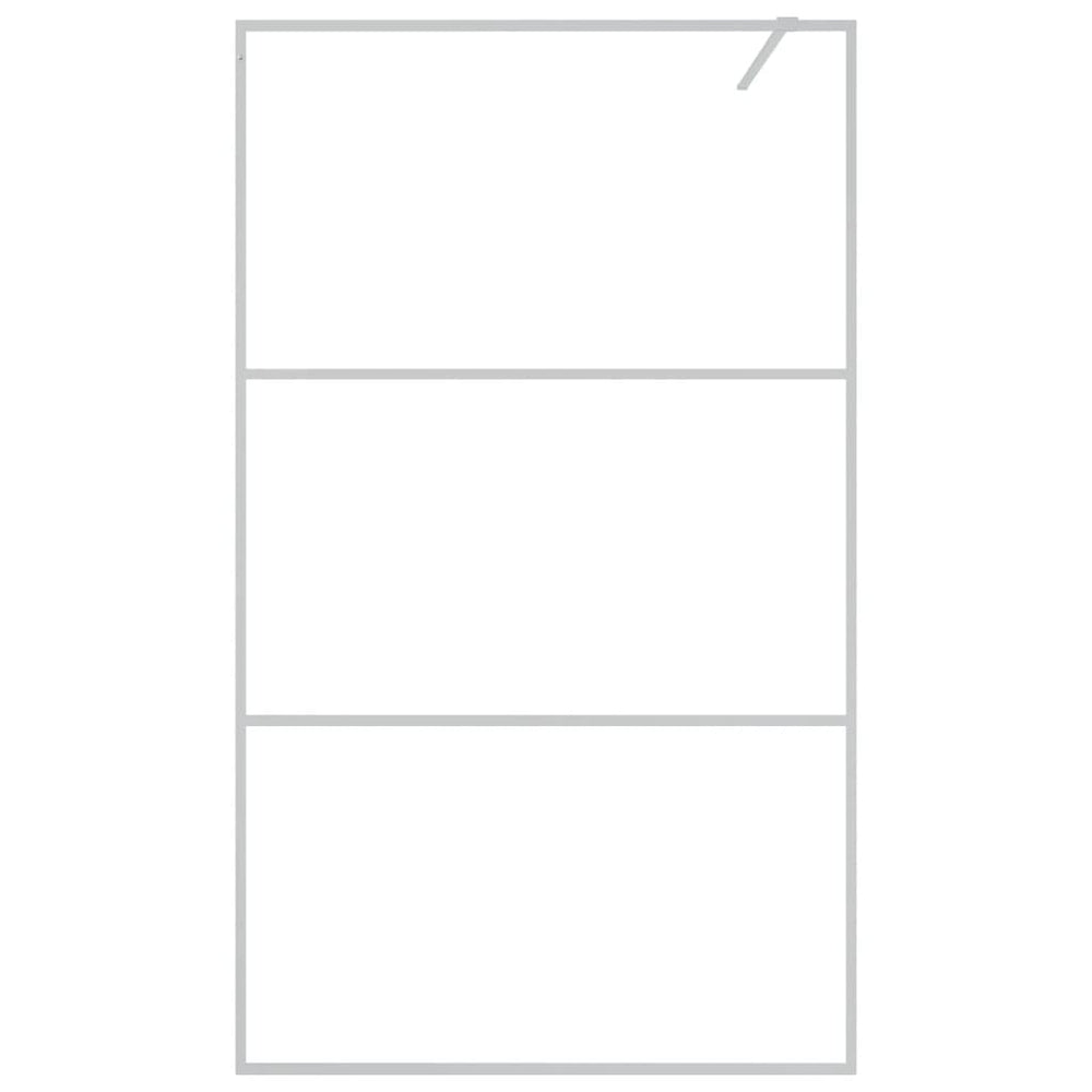 Shower screen, silver, 115x195cm, clear ESG glass