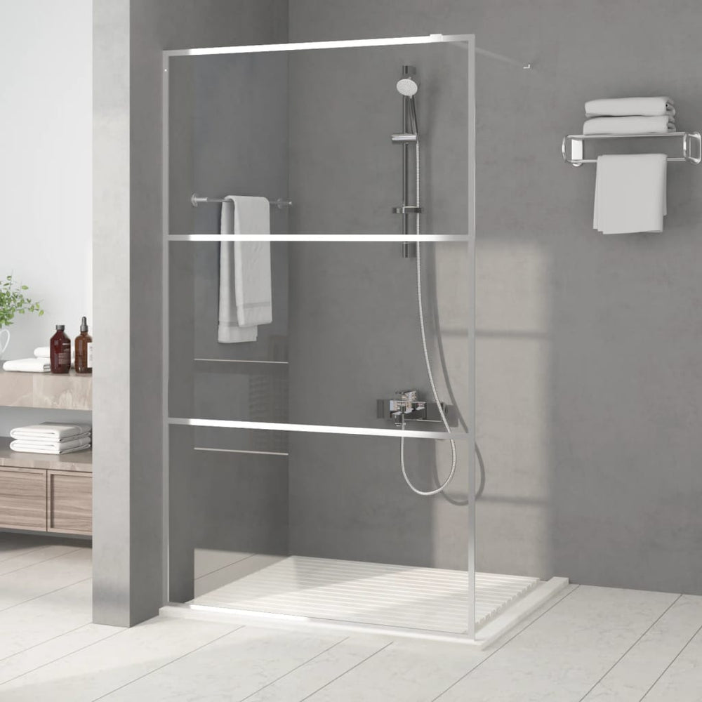 Shower screen, silver, 115x195cm, clear ESG glass