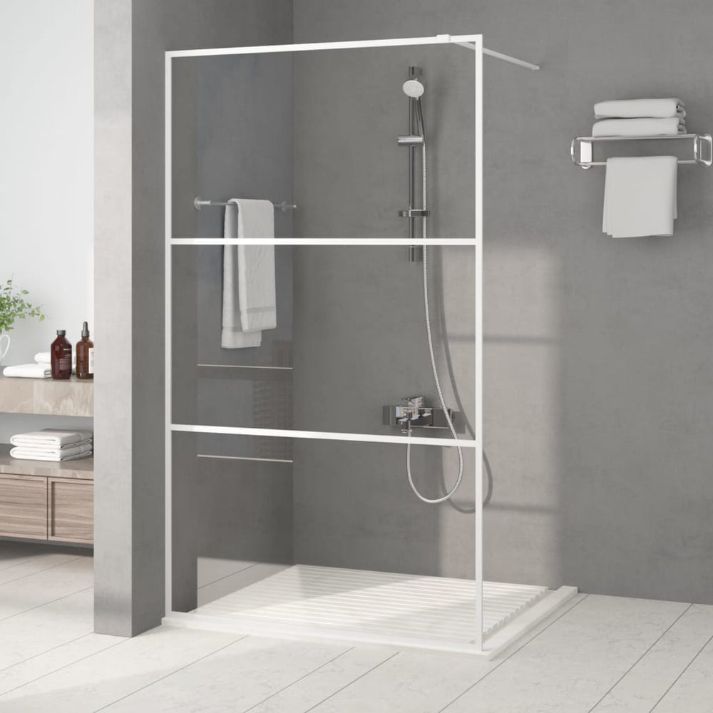 Shower screen, white, 115x195cm, clear ESG glass
