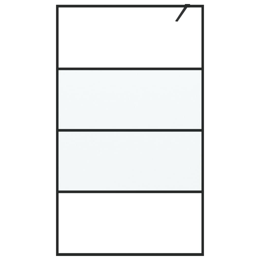 Shower screen, black, 115x195cm, ESG glass, frosted