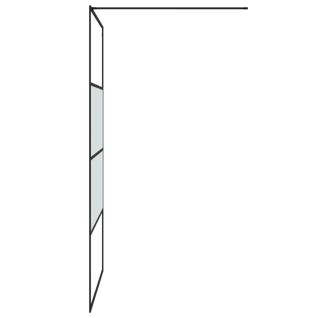 Shower screen, black, 115x195cm, ESG glass, frosted