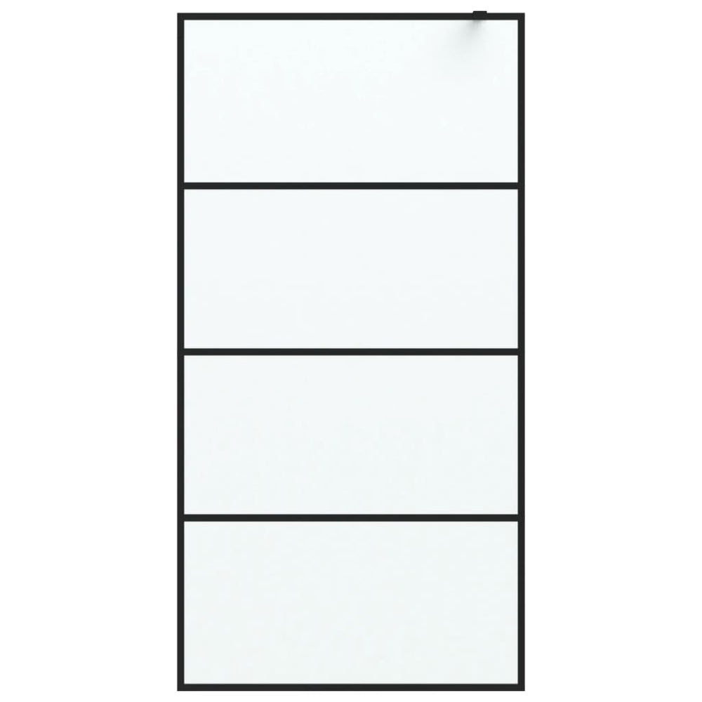 Shower screen, black, 100x195cm, ESG glass, frosted