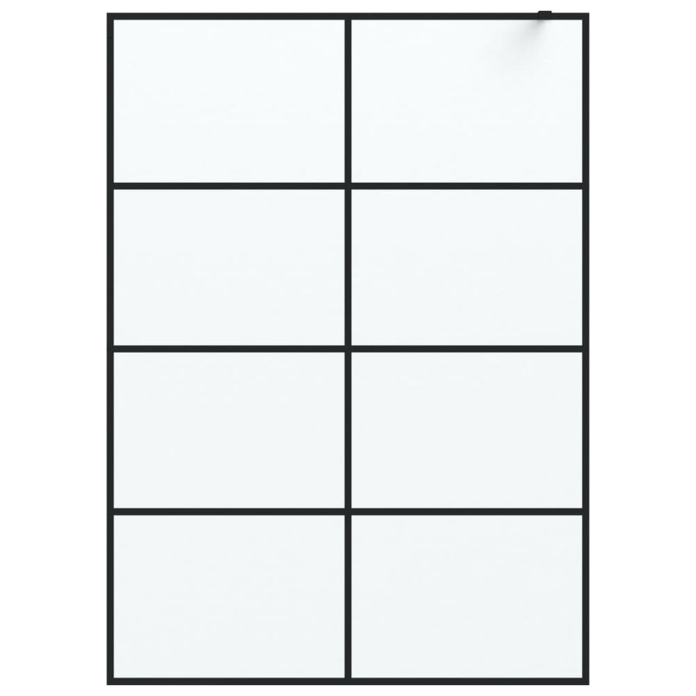 Shower screen, black, 140x195 cm, ESG glass, frosted